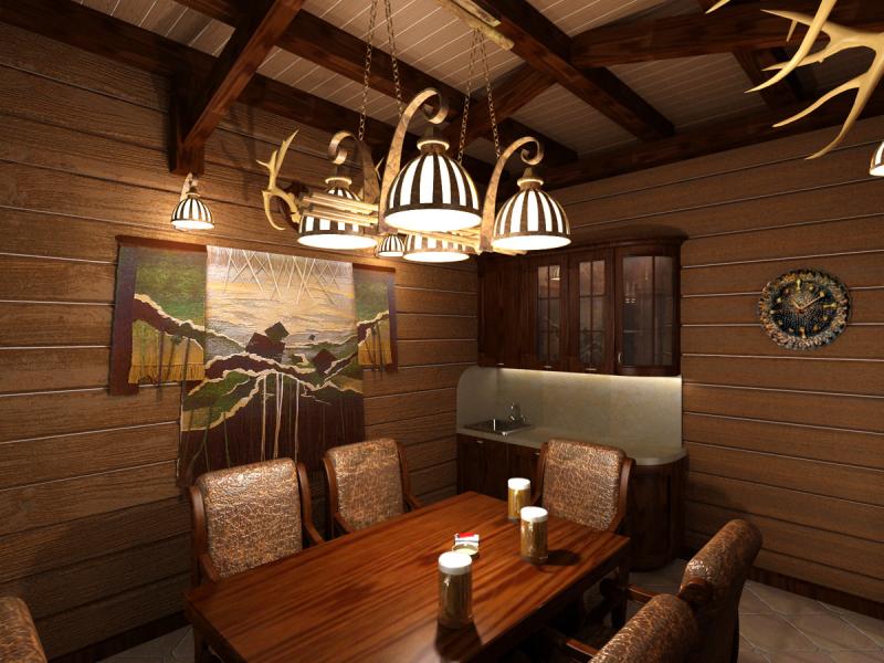 деревянный интерьер, комната отдыха, общественное помещение