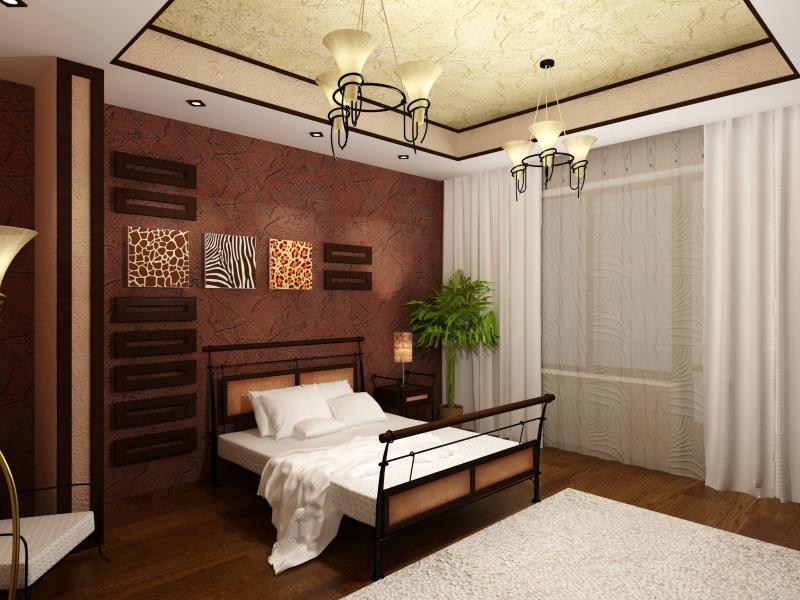 спальня, этнический интерьер