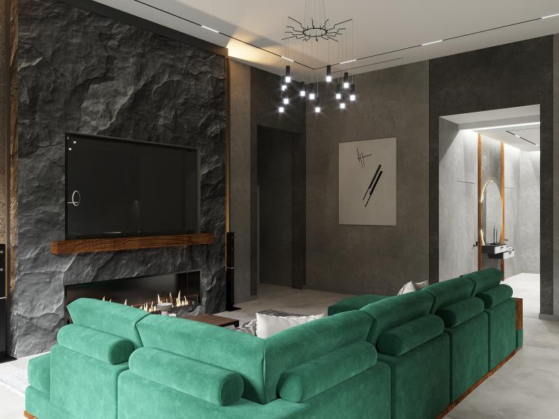 камин, гостиная