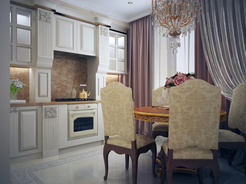 кухня, столовая, классический интерьер