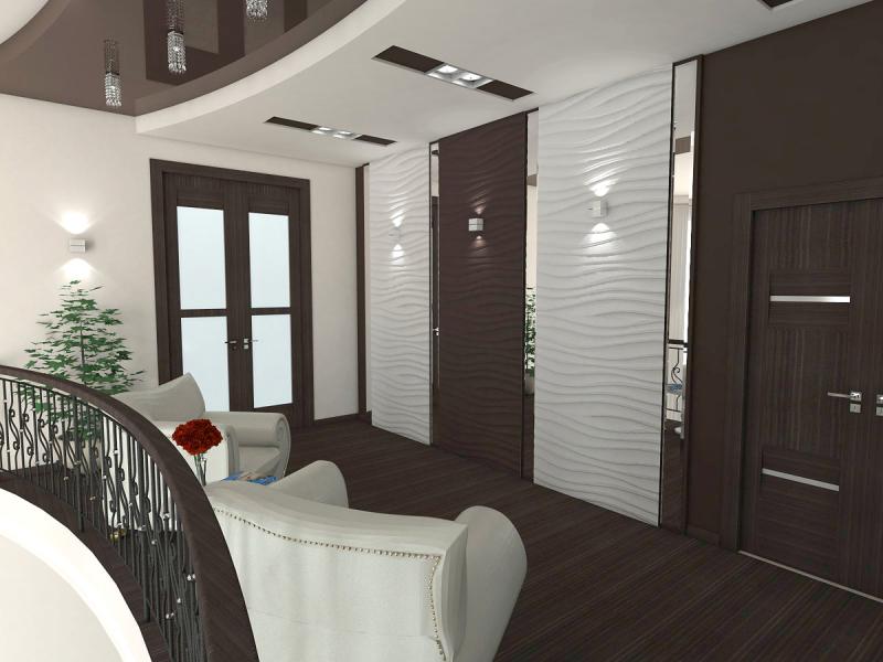 балкон, современный интерьер, холл, черно-белый интерьер