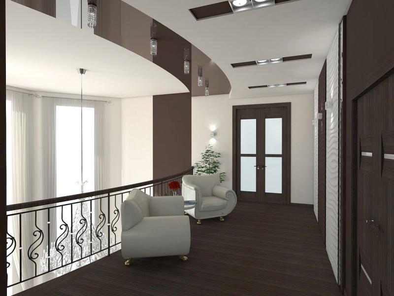 балкон, современный интерьер, холл, черно-белый интерьер