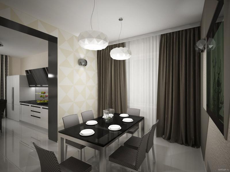 столовая, деконструктивизм, коттедж, современный интерьер