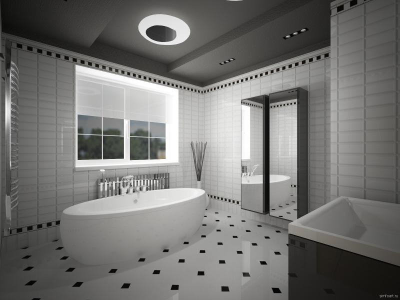ванная, коттедж, современный интерьер