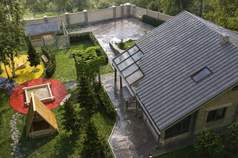 коттедж, ландшафт, фасад, благоустройство, дизайн прилегающей территории