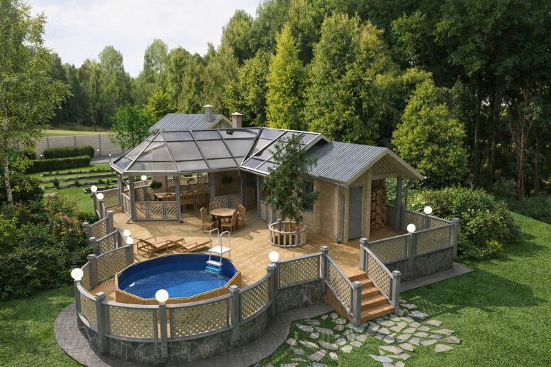 коттедж, ландшафт, фасад, благоустройство, дизайн прилегающей территории