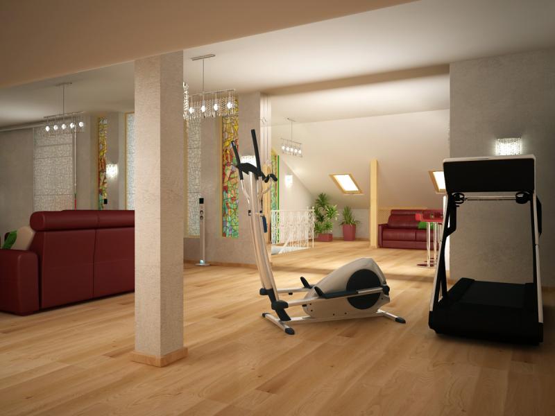 мансарда, современный интерьер