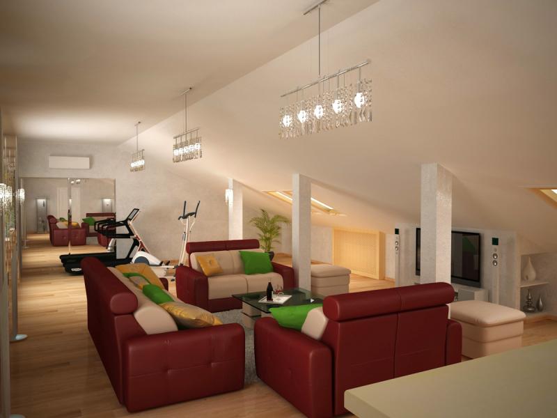 мансарда, современный интерьер